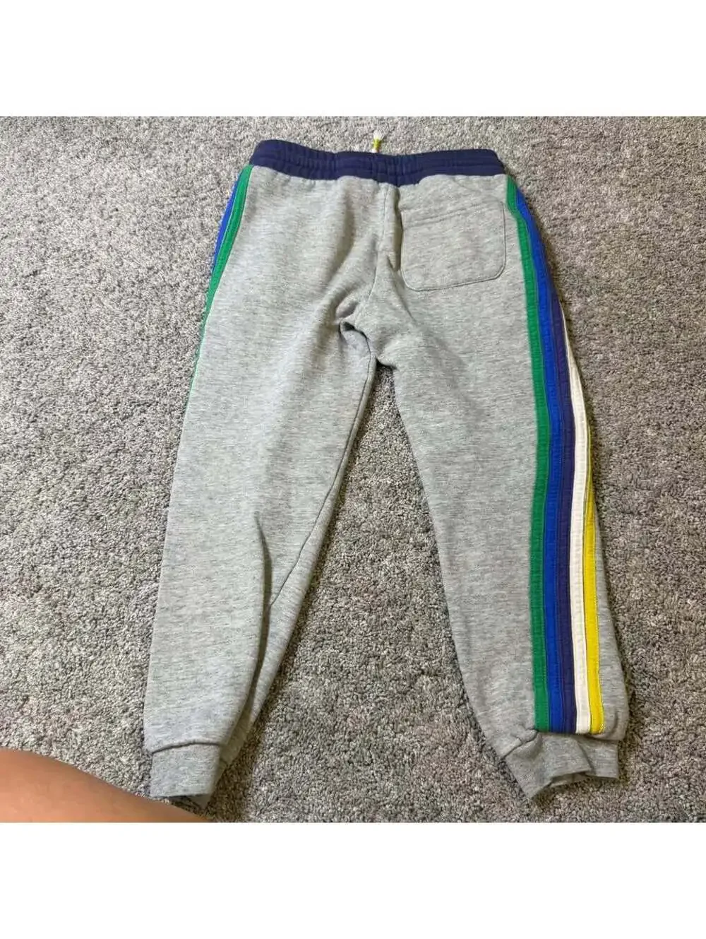 Boden Boy’s Gray Striped Joggers size 7